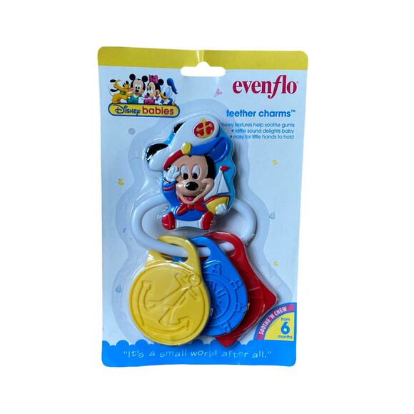 Evenflo Disney Babies Mickey Mouse 1997 90s Teether Charm Keychain - Picture 5 of 5